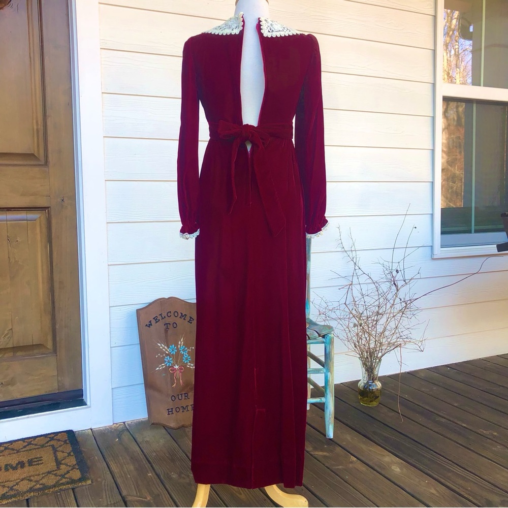 Vintage Edwardian Cranberry Velvet gown - Picture 6 of 14